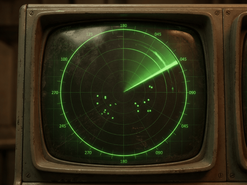 Spacecraft radar scanner display all clear